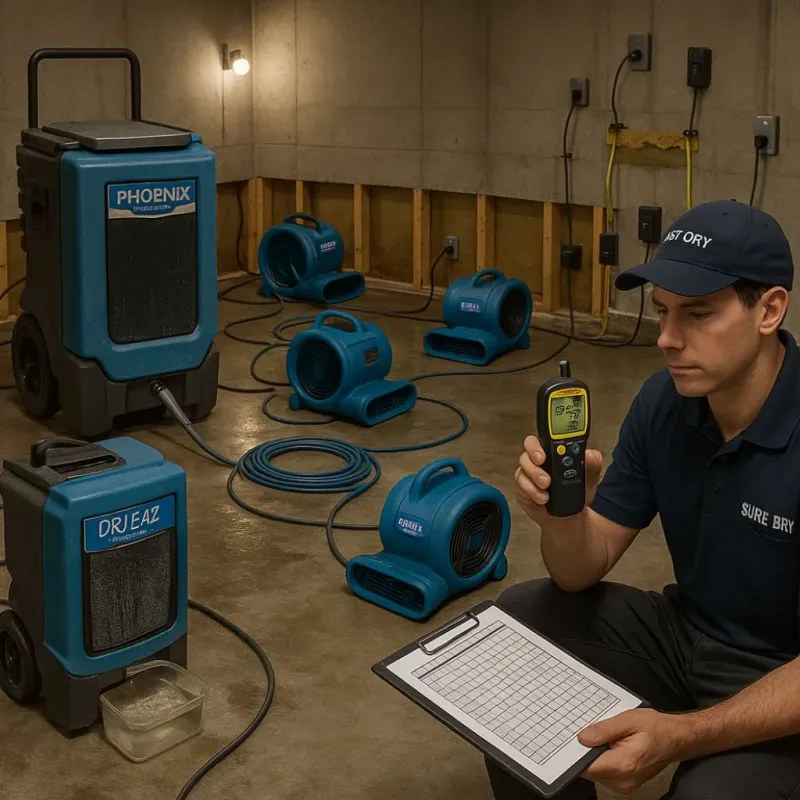 Structural Drying and Dehumidification process in Wallace, ID
